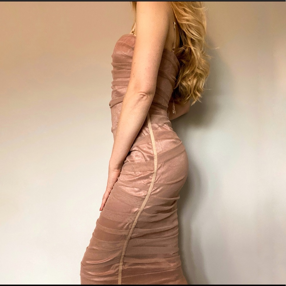 ELISABETTA FRANCHI Rose Tulle Ruched Dress